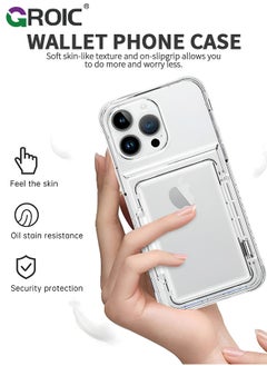 GROIC iPhone 15 Pro Max Case Wallet Clear Flip Cover Kickstand 4 Card Back Pocket Credit Card Holder ID Slot Rugged TPU Bumper PC Hard Protective Armor Hybrid Shell for iPhone 15 Pro Max  - Image 2