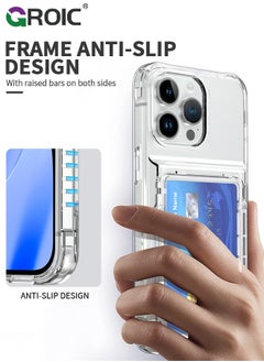 GROIC iPhone 15 Pro Max Case Wallet Clear Flip Cover Kickstand 4 Card Back Pocket Credit Card Holder ID Slot Rugged TPU Bumper PC Hard Protective Armor Hybrid Shell for iPhone 15 Pro Max  - Image 3