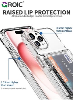 GROIC iPhone 15 Pro Max Case Wallet Clear Flip Cover Kickstand 4 Card Back Pocket Credit Card Holder ID Slot Rugged TPU Bumper PC Hard Protective Armor Hybrid Shell for iPhone 15 Pro Max  - Image 5