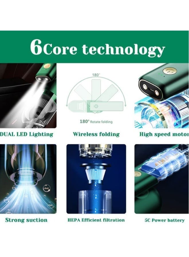 Vacuum Cleaner Cordless Handheld Mini Car Vacuum Rechargeable, Ultra-Lightweight 0.8lb 8000Pa Powerful Suction with Dual Ledlight for Car Home Cleaning - Image 4