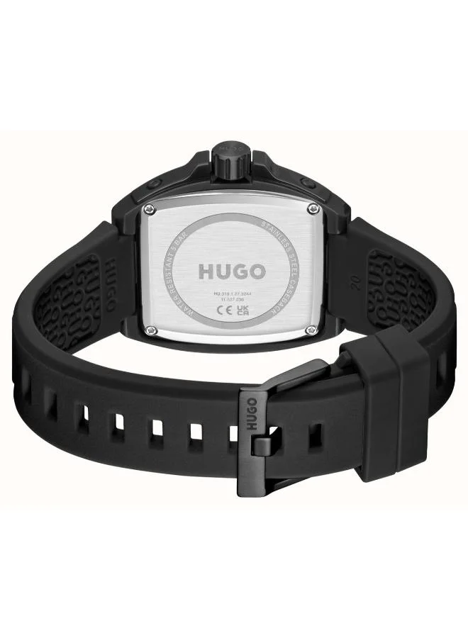 هوجو ساعة كوارتز تناظرية متعددة الوظائف بسوار سيليكون