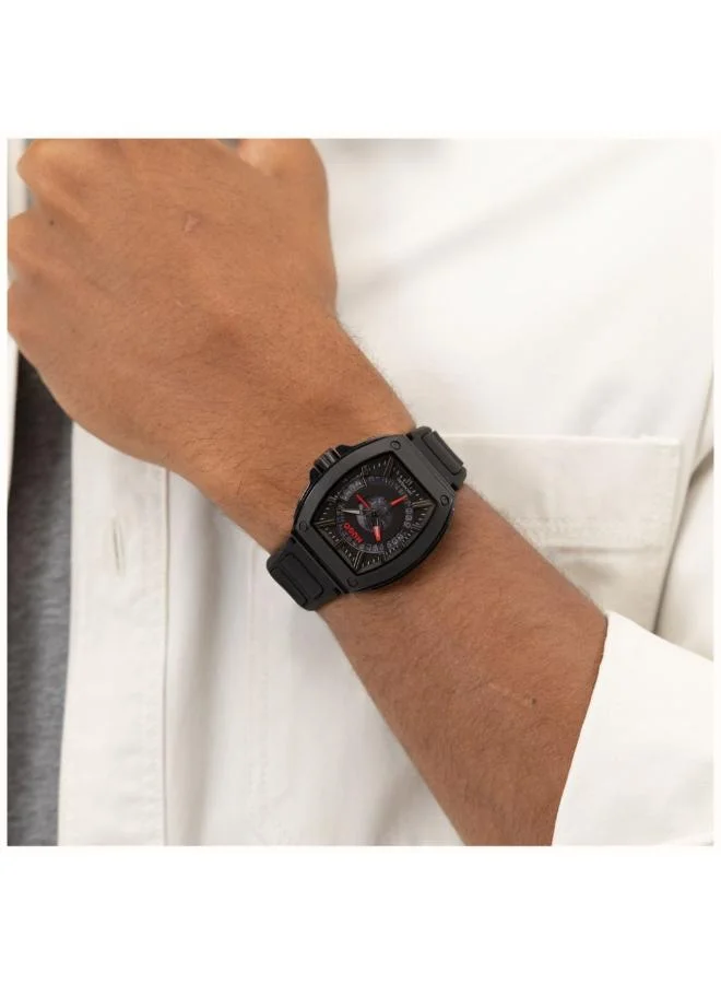 هوجو ساعة كوارتز تناظرية متعددة الوظائف بسوار سيليكون