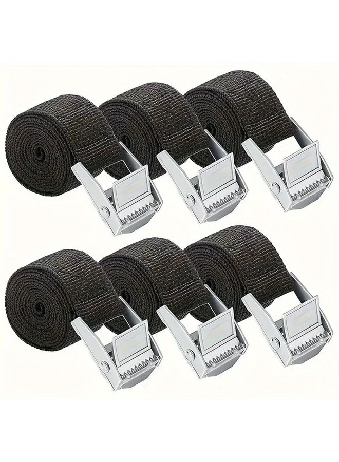 6pcs Black Ratchet Straps 0 98in x 78 74in Heavy Duty Cargo Tie Downs with Quick Release - Image 2