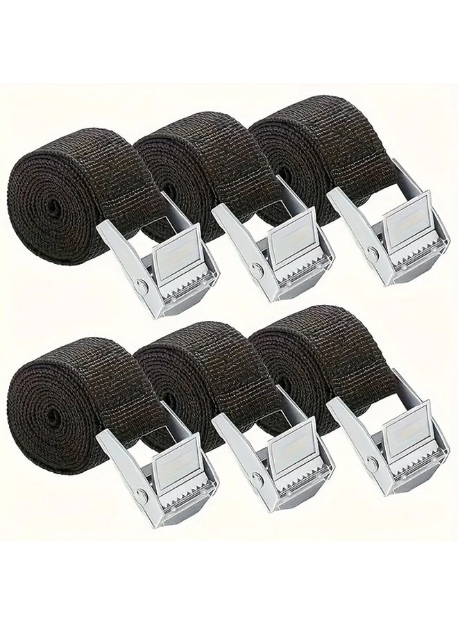 6pcs Black Ratchet Straps 0 98in x 78 74in Heavy Duty Cargo Tie Downs with Quick Release - Image 1