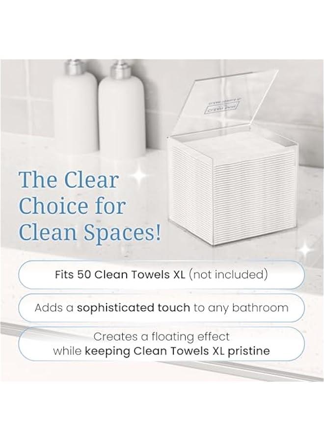 Arabest Clear Acrylic Box for Clean Towels XL (NOT Included), Container For 50 Disposable Clean Towels XL, Face Towelettes Bathroom Counter Storage, Stone Bin for Cleansing Facial Dry Wipes  - Image 2