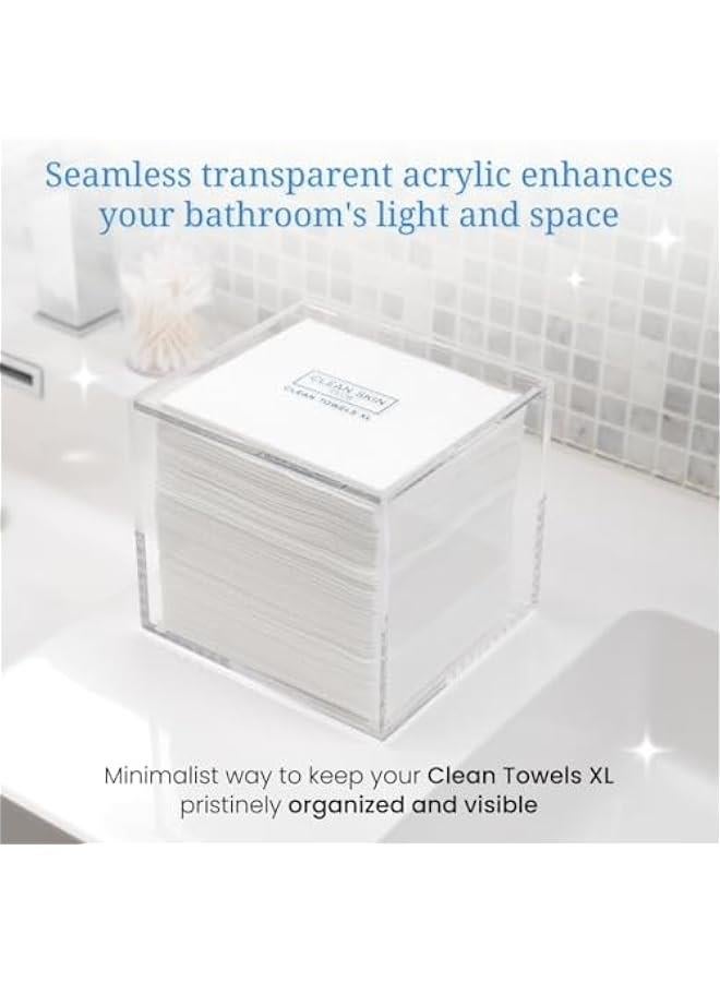 Arabest Clear Acrylic Box for Clean Towels XL (NOT Included), Container For 50 Disposable Clean Towels XL, Face Towelettes Bathroom Counter Storage, Stone Bin for Cleansing Facial Dry Wipes  - Image 3