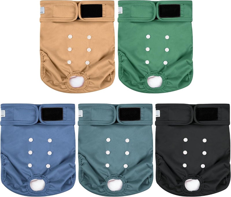 ZINGTERRA Dog Diapers 5 Pack,Washable Female Diaper for Doggie,Highly Absorbent Dog Diaper,Adjustable Leakproof Puppy Diapers Skirt for Heat,Incontinence,Period Doggy Nappies - Image 1