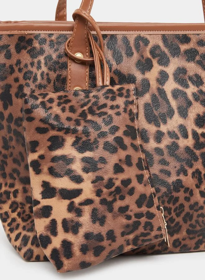 ستايلي حقيبة يد Styli بطبعة جلد الفهد بمقبضين
