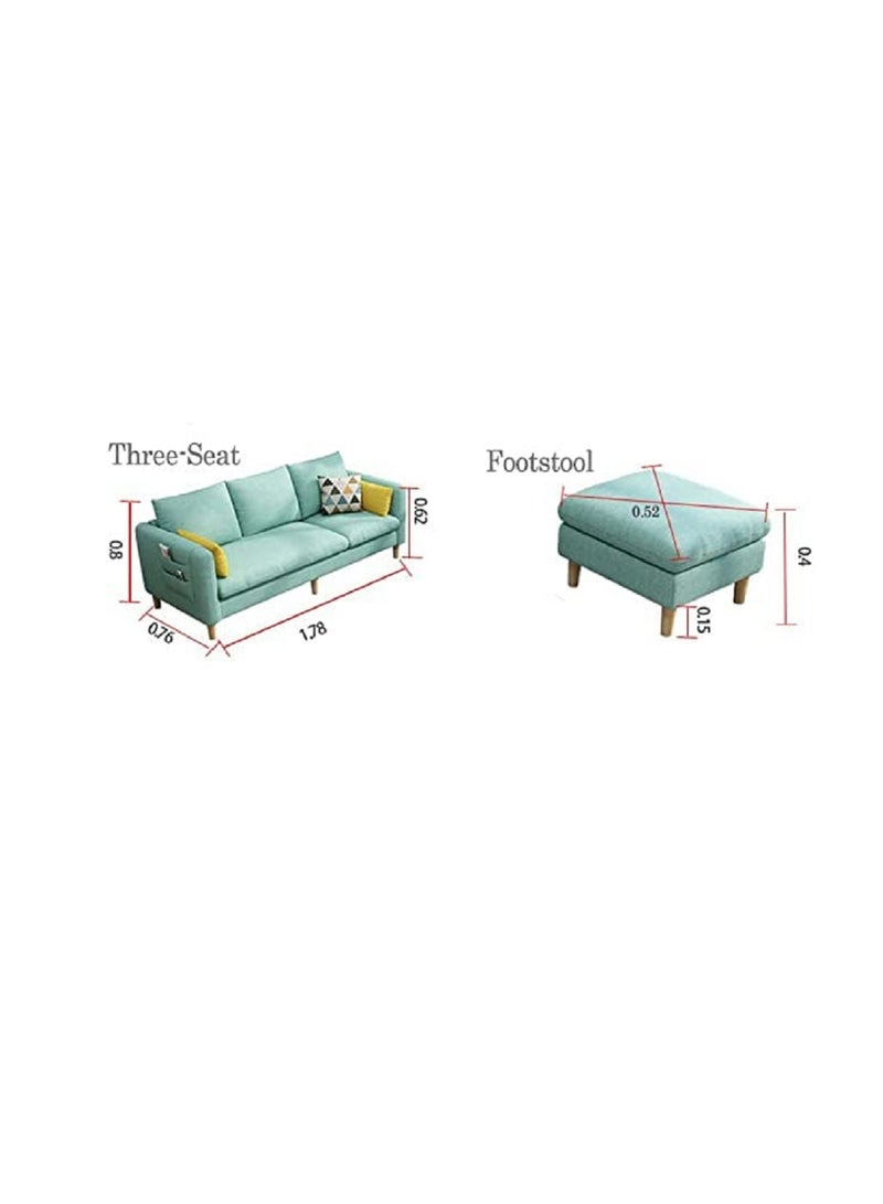Ripple FURNITURE Sectiona L Shape Fabric Sofa Set Cotton Furniture Home Apartment Hotel 2 Seaters Blue 178X76X80  - Image 3