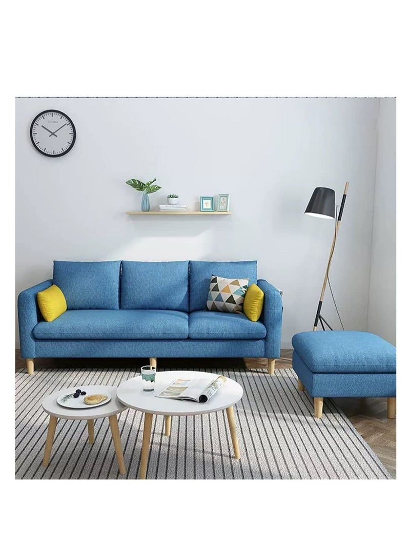 Ripple FURNITURE Sectiona L Shape Fabric Sofa Set Cotton Furniture Home Apartment Hotel 2 Seaters Blue 178X76X80  - Image 2