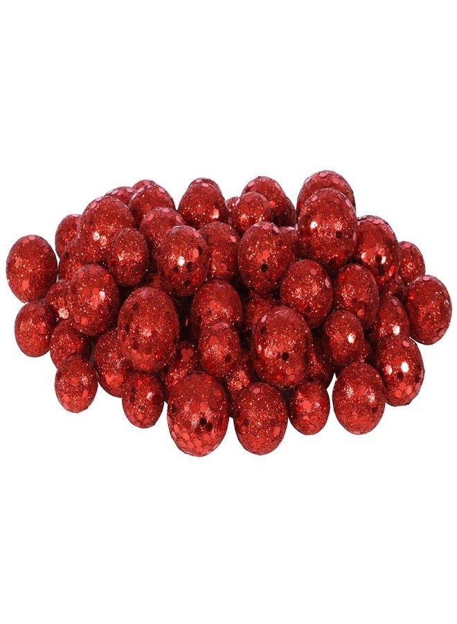 Vickerman 72ct Red Sequin and Glitter Christmas Ball Decorations 0.8" - 1.25" - Image 1