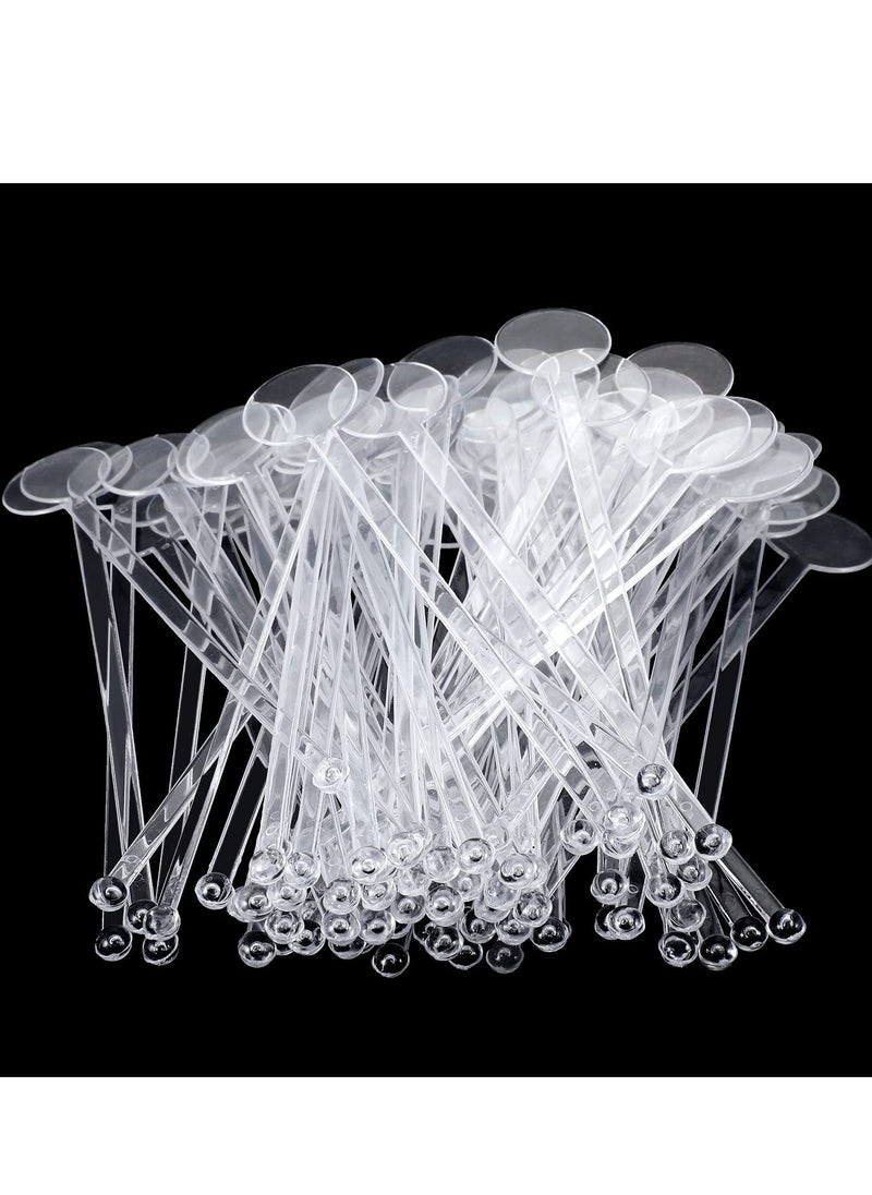 SYOSI SYOSI Disposable Cocktail Swizzle Sticks, Clear Plastic Stirrers with Disc Top 7 Inches Drinks Mixing Rod for Coffee Cocktail Beverage (50Pcs)  - Image 4