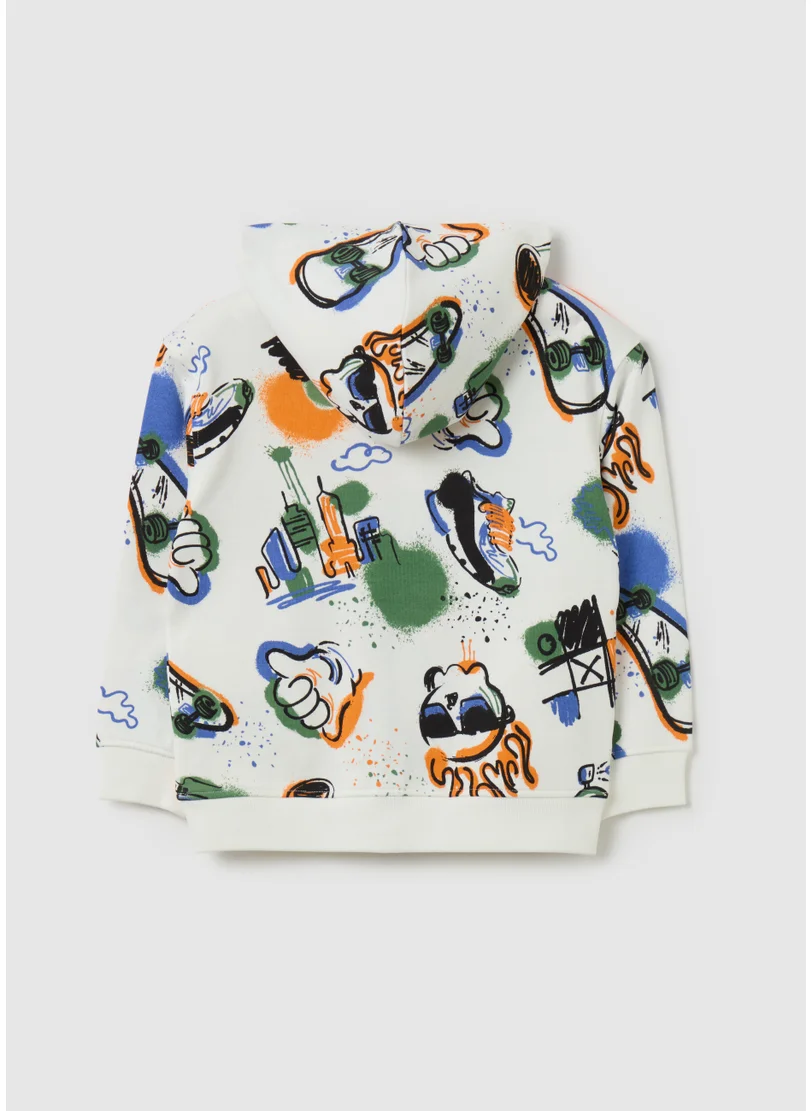او في اس French terry full-zip sweatshirt with print