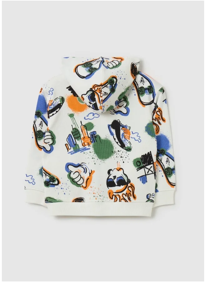 او في اس French terry full-zip sweatshirt with print