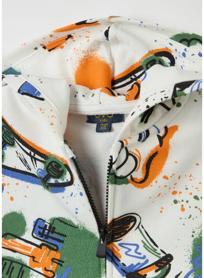 Ovs French terry full-zip sweatshirt with print