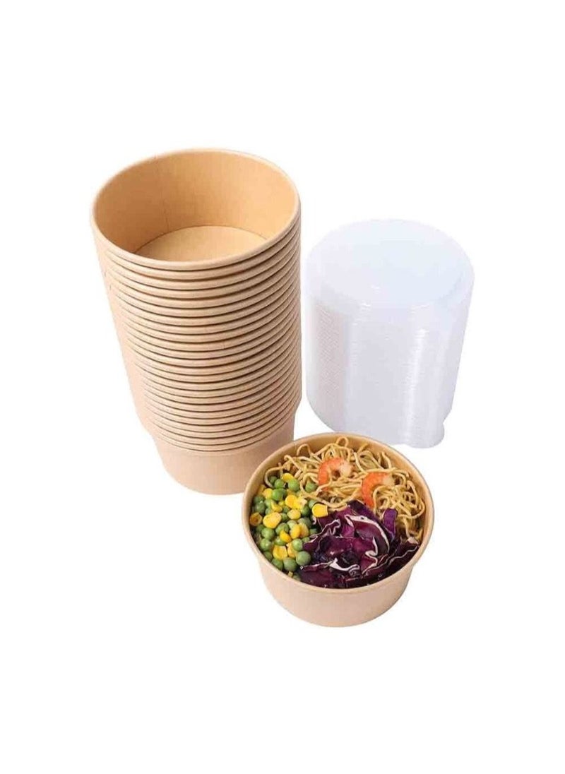Generic Set Of 50 Kraft Paper Bowls 32 Oz With Lid  - Image 3