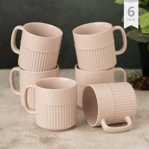 Clay Craft Fine Ceramic Crimson Ivory Coffee Mug Set of 6, Cups for Tea & Coffee, Mug Set, Gift Set, Elegant Design for Home and Kitchen and Can Be Gifted to Your Loved Ones On Any Occassions - Image 2