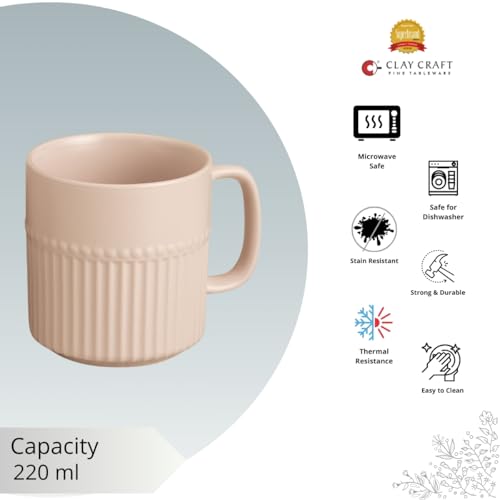 Clay Craft Fine Ceramic Crimson Ivory Coffee Mug Set of 6, Cups for Tea & Coffee, Mug Set, Gift Set, Elegant Design for Home and Kitchen and Can Be Gifted to Your Loved Ones On Any Occassions - Image 5