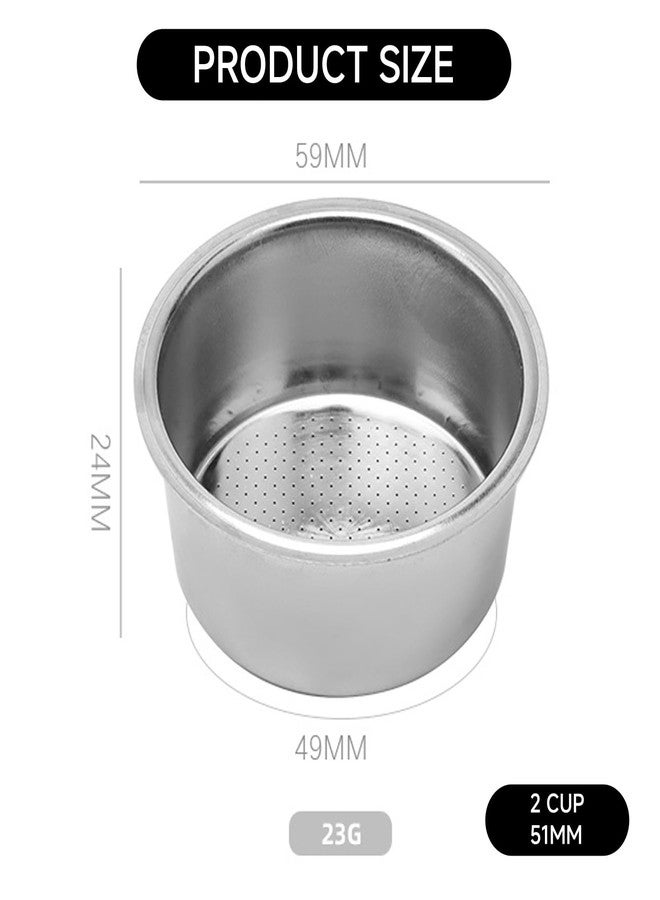 Kodrily Double Cup Stainless Steel Coffee Filter 51mm, Double Layer Pressurized Filter for Portafilter Coffee Machine, Dual Non-pressurized Coffee Machine Replacement Accessories - Image 2