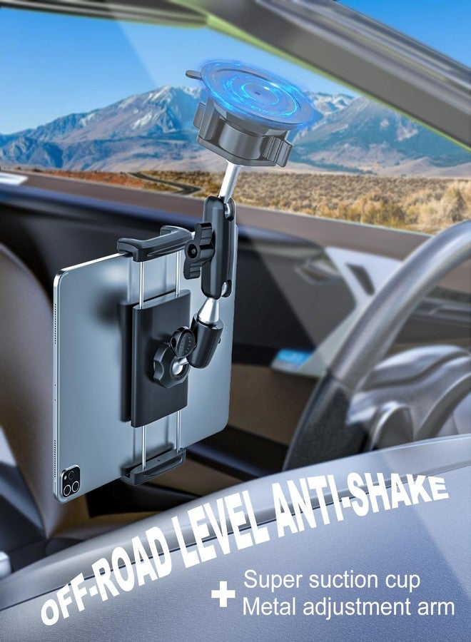 Kolasels Tablet Holder for Car Truck [Off-Road Level Shockproof] Metal Arm iPad Mount for Dashboard, Windshield, Side Window, Heavy Duty Vehicle Suction Cup Mount Fits 4-13" iPad Pro Air Mini, iPhone - Image 2