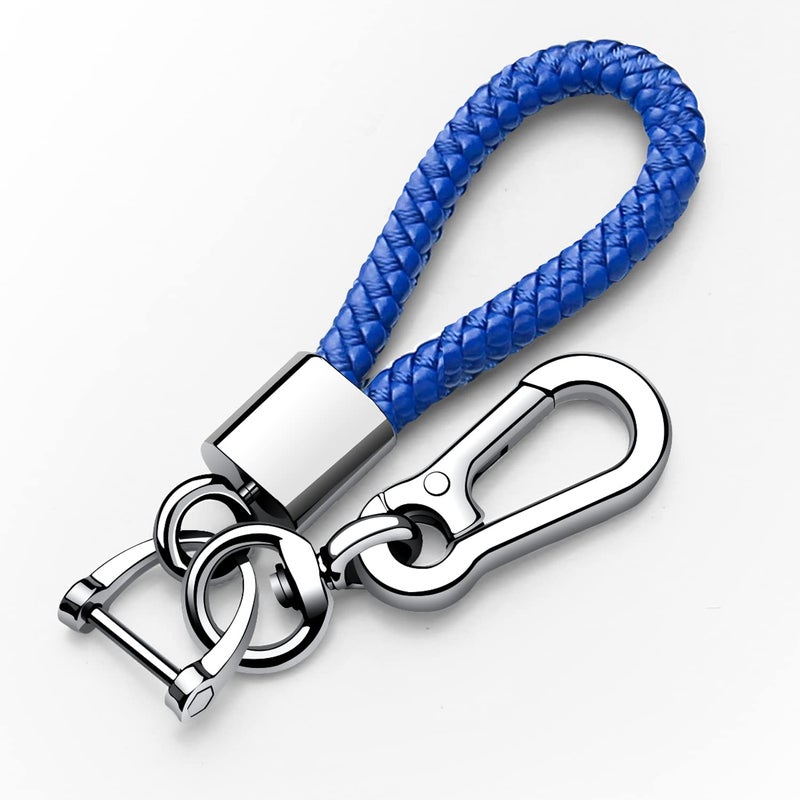 Tukellen for Leather weave keychain suit for car keychain keyring Present for Man and Womanï¼ŒDurable and comfortable(Blue) - Image 1