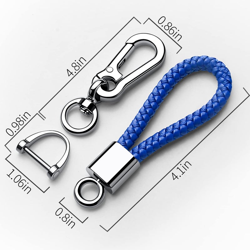 Tukellen for Leather weave keychain suit for car keychain keyring Present for Man and Womanï¼ŒDurable and comfortable(Blue) - Image 3