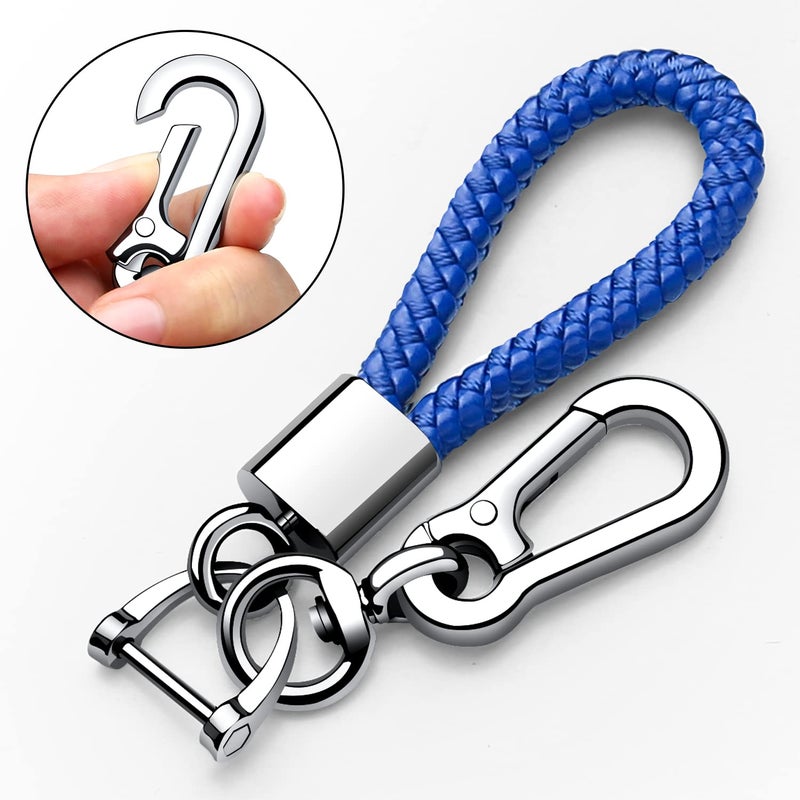 Tukellen for Leather weave keychain suit for car keychain keyring Present for Man and Womanï¼ŒDurable and comfortable(Blue) - Image 2