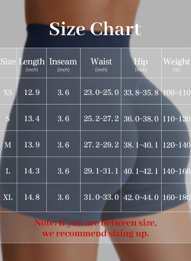 YEOREO Women's Biker Shorts 4.5" / 6" Workout Gym Shorts Craze High Waist Tummy Control Hidden Scrunch Running Yoga, Navy Blue, XS - Image 5