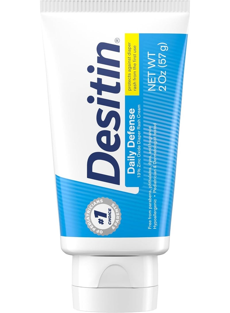 Desitin كريم ديسيتين للدفاع اليومي لالتهابات الحفاضات للأطفال مع 13% أكسيد الزنك، كريم حاجز لعلاج وتخفيف ومنع التهاب الحفاضات، مضاد للحساسية، خالي من الأصباغ والفثالات والبارابين، حجم السفر، 2 أونصة - Image 3