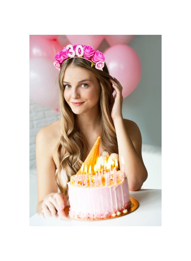 AMCAMI 30th Flower Birthday Headband 30th Birthday Flower Crowns for Women Red Hair Accessories for Women Birthday Headband for Women - Image 2