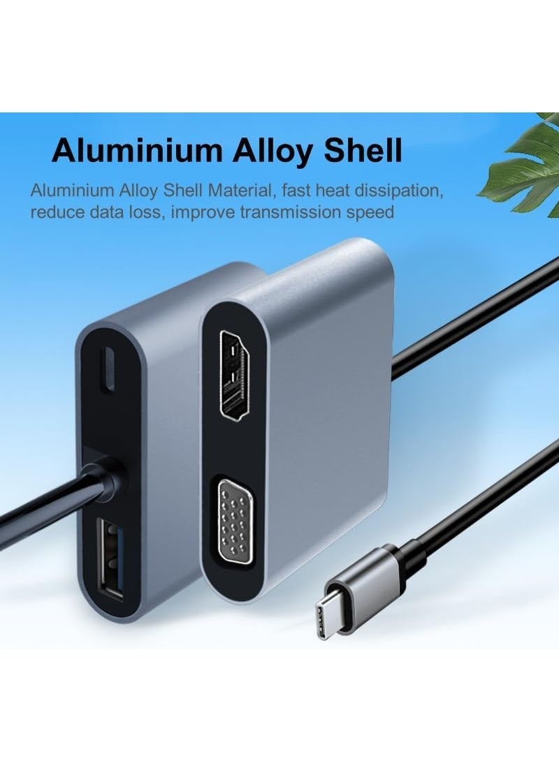 أوريون ماكس موزع USB-C متعدد المنافذ 4 في 1 مع مخرج HDMI بدقة 4K، وشاشة VGA بدقة 1080P، ومنفذ شحن بتقنية Power Delivery بقدرة 100 واط، ونقل بيانات عالي السرعة USB 3.0، ومحول صغير الحجم لأجهزة MacBook Air/Pro وDell XPS وHP وSurface Pro وأجهزة الكمبيوتر المحمولة من نوع Type-C - Image 4