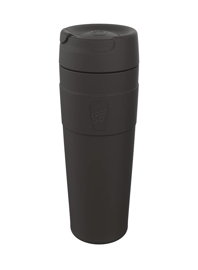 KeepCup Traveller, Reusable Travel Mug - Vacuum Insulated Stainless Steel Cup with Leakproof Sipper Lid - 16oz/454ml - Black - Image 1