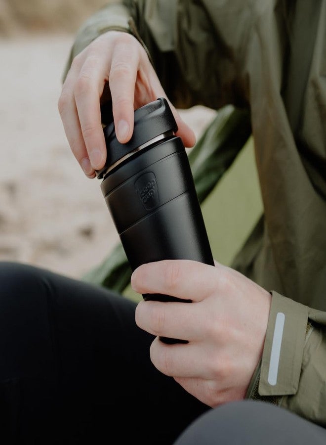 KeepCup Traveller, Reusable Travel Mug - Vacuum Insulated Stainless Steel Cup with Leakproof Sipper Lid - 16oz/454ml - Black - Image 4