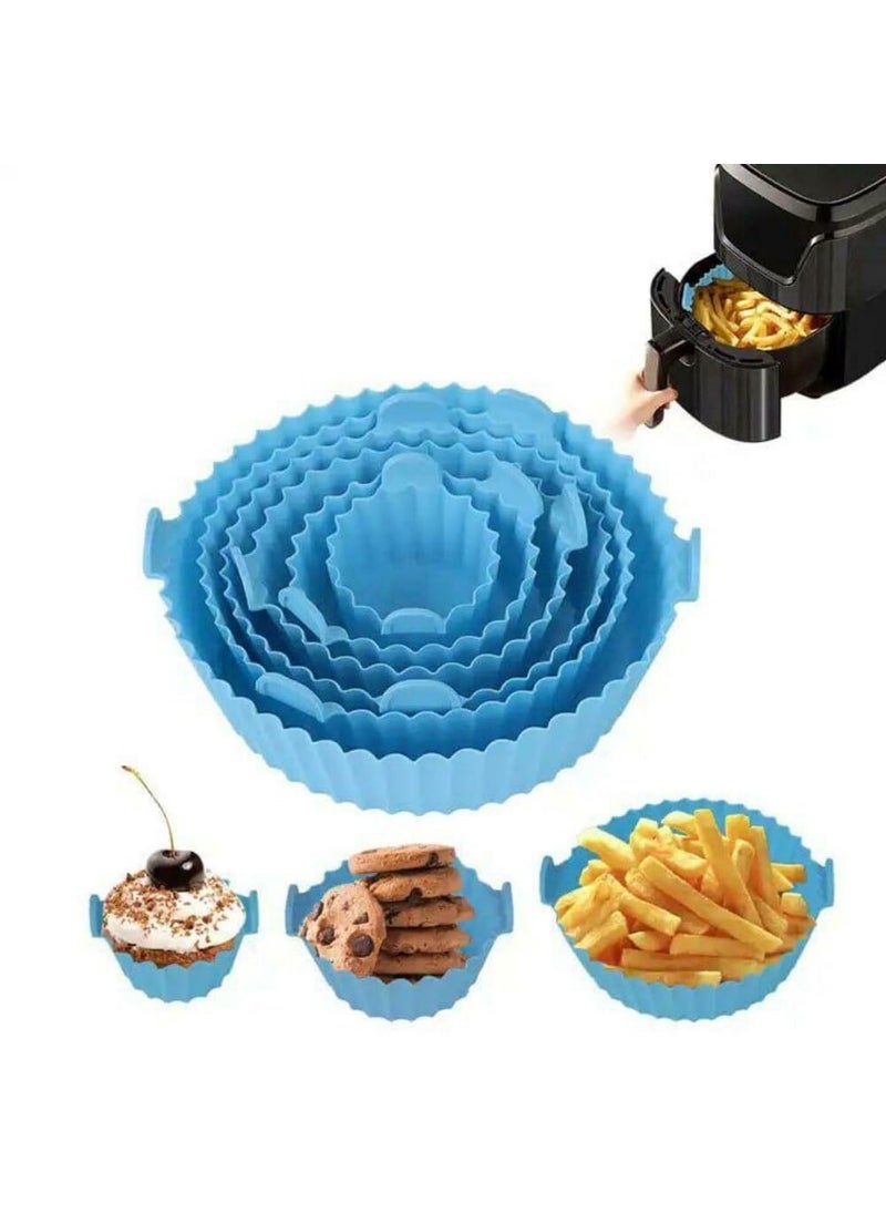 kenal Kenal Air Fryer Liners I Round Silicone Basket Baking Tray I Pot with Ear Handles I Nonstick Reusable Heat Resistant I Cooking Oven Insert Accessories Multicolor Pack of 6  - Image 2