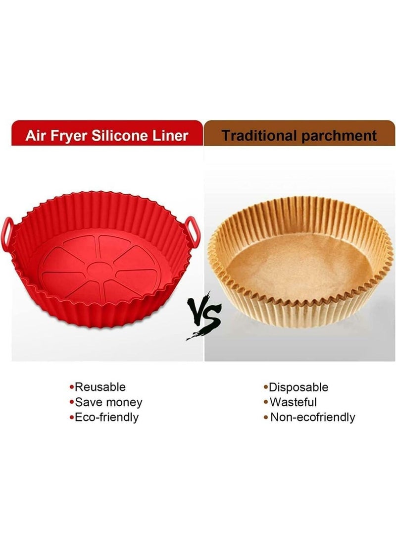 kenal Kenal Air Fryer Liners I Round Silicone Basket Baking Tray I Pot with Ear Handles I Nonstick Reusable Heat Resistant I Cooking Oven Insert Accessories Multicolor Pack of 6  - Image 5