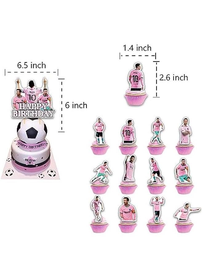 Generic - Birthday Party Supplies For messi Includes The Soccer Inspired Happy Birthday Banner - Cake Topper - 24 Cupcake Toppers - 16 Balloons - Image 1