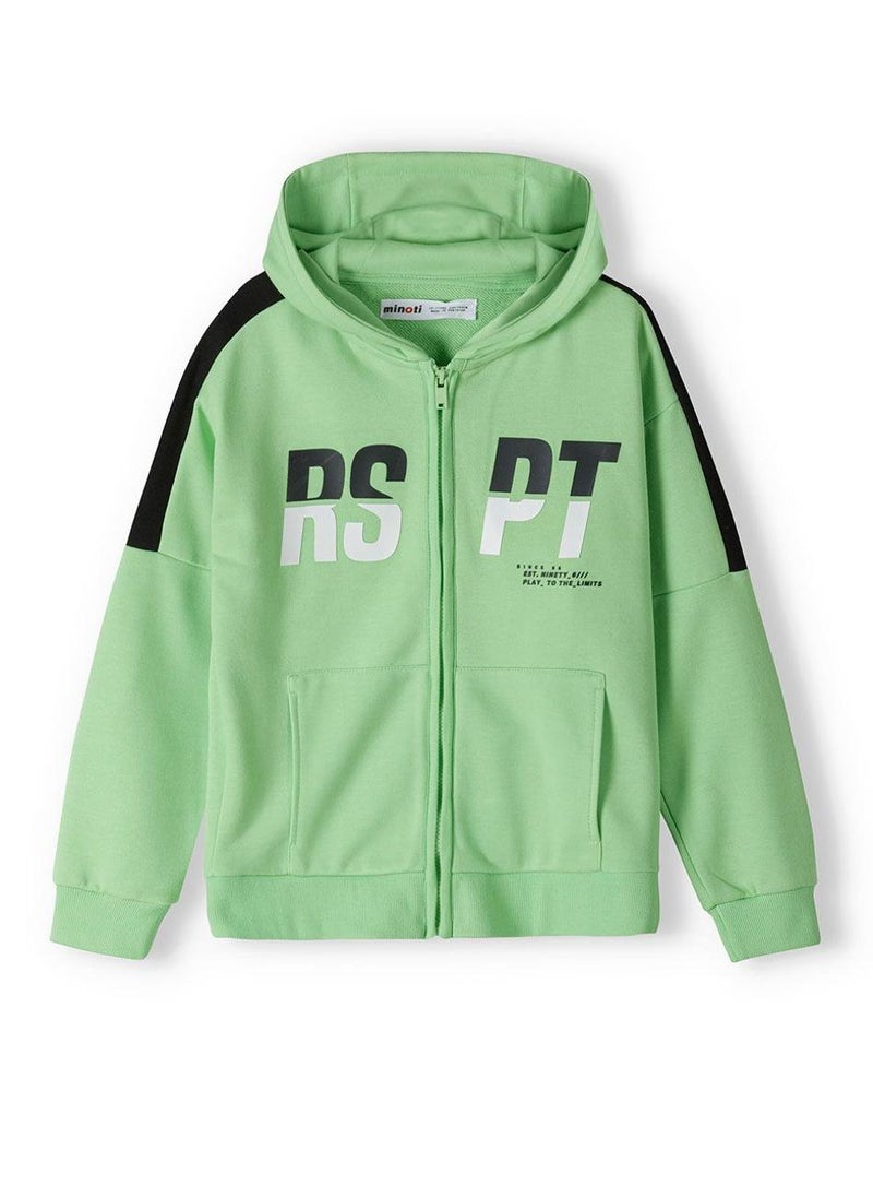 Boys' Zip-Up Hoodie with Print and Contrast Shoulder Panels