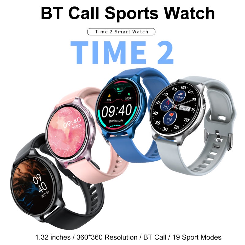 TIME 2 Smart Sports Watch 1.32'' 360*360px Full-touch Screen BT Call Rotating Crown 19 Sports Mode Health Monitor Password/Screen-split Function Massive Dial - Image 2