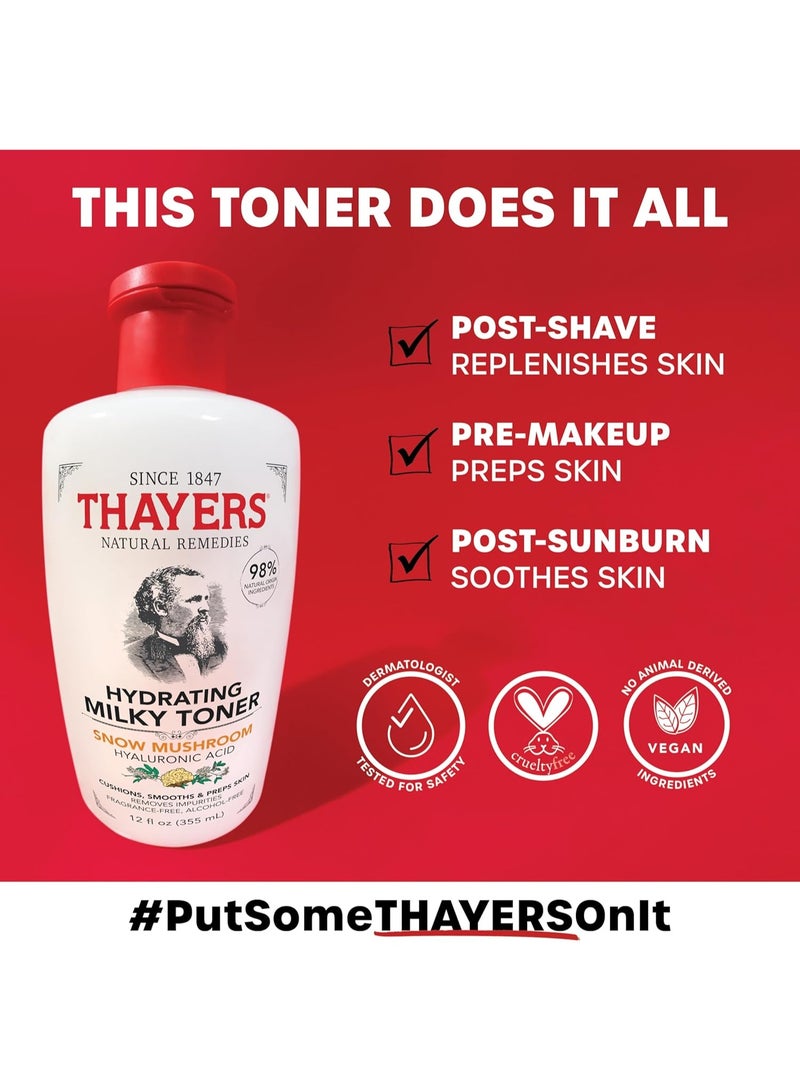 Thayers Milky Hydrating Face Toner with Snow Mushroom, Hyaluronic Acid & Elderflower – Alcohol-Free, Gentle Toner for Dry & Sensitive Skin, Paraben-Free, 3 fl oz - Image 4