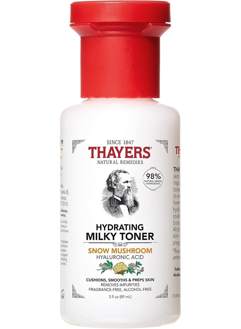 Thayers Milky Hydrating Face Toner with Snow Mushroom, Hyaluronic Acid & Elderflower – Alcohol-Free, Gentle Toner for Dry & Sensitive Skin, Paraben-Free, 3 fl oz - Image 1