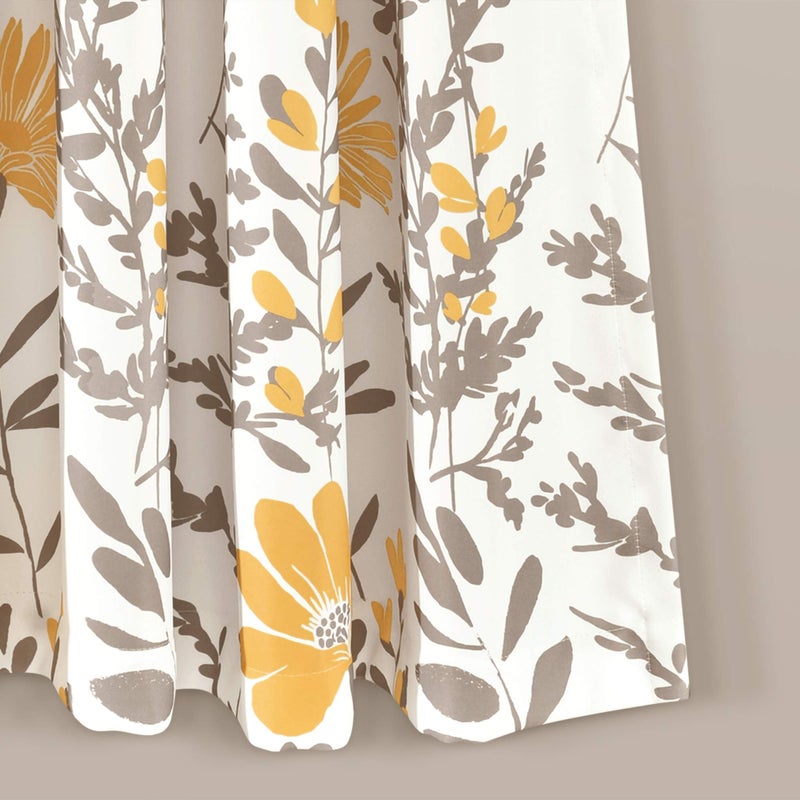 Lush Decor Aprile Light Filtering Window Curtain Panels  Pair  52"" W x 63"" L  Yellow & Gray - Floral Curtains - Pretty Yellow Flower Print - Cottage  French Country & Farmhouse Window Decor