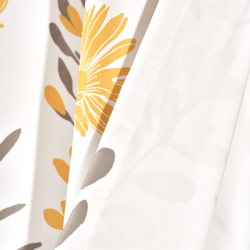 Lush Decor Aprile Light Filtering Window Curtain Panels  Pair  52"" W x 63"" L  Yellow & Gray - Floral Curtains - Pretty Yellow Flower Print - Cottage  French Country & Farmhouse Window Decor