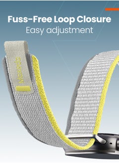Moxedo Moxedo Trail Loop Watch Band Adjustable Sports Nylon Woven with Convenient Pull Tab Compatible with Apple Watch Band Series 8/7/6/5/4/3/2/1/SE Ultra design for 44mm/45mm/49mm (Yellow/Grey)  - Image 3