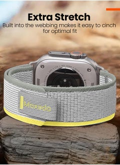 Moxedo Moxedo Trail Loop Watch Band Adjustable Sports Nylon Woven with Convenient Pull Tab Compatible with Apple Watch Band Series 8/7/6/5/4/3/2/1/SE Ultra design for 44mm/45mm/49mm (Yellow/Grey)  - Image 5
