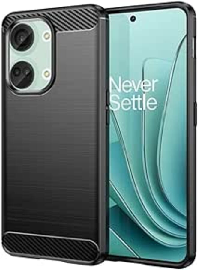 TPU Anti fingerprint Carbon Fiber Antishock Case For Ace 2V / Nord 3 / Ace 2V case/Ace 2V Cover/Nord 3 case/Nord 3 cover (Black)
