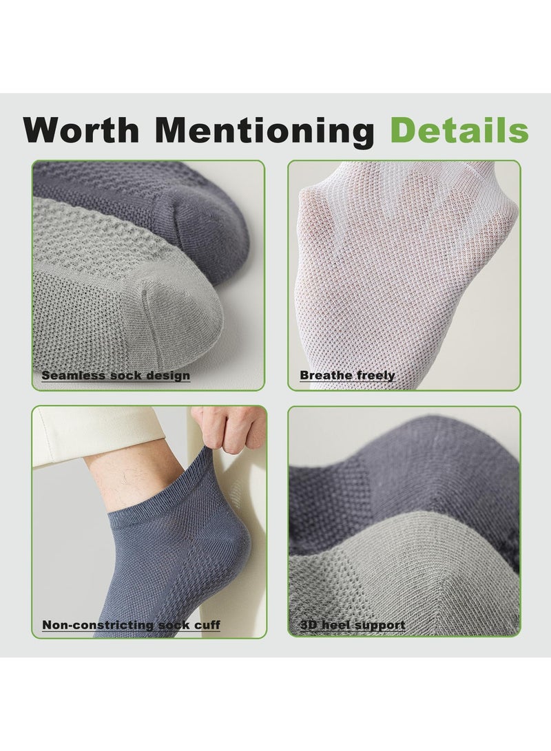 Cuken 5 Pairs Men's Breathable Mesh Cotton Ankle Socks, Lightweight and Comfortable for Spring, Summer and Fall（Multicolor） - Image 5