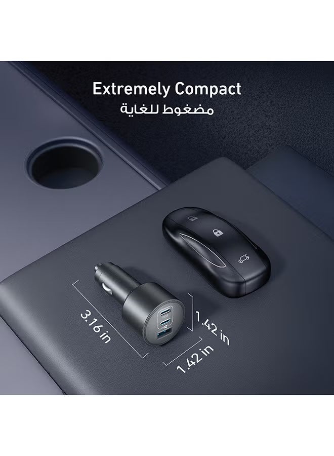 AnkerWork Car Charger, 167.5W Max 3-Port Car Charger Adapter, USB-C Car Adapter for MacBook Pro/Air, iPhone 17/16 Series, Samsung S24/S23, iPad, Huawei, Xiaomi, Vivo, Oppo(USB-C to C Cable Included) - Image 3