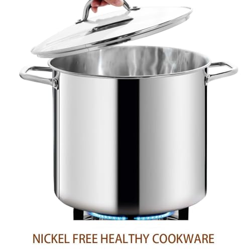 HOMICHEF LARGE STOCK POT 24 Quart With Lid - Nickel Free Stainless Steel Cookware Stockpot 24 Quart - Healthy Cookware Polished Stockpots - Heavy Duty Induction Pot Soup Pot With Lid - Image 3