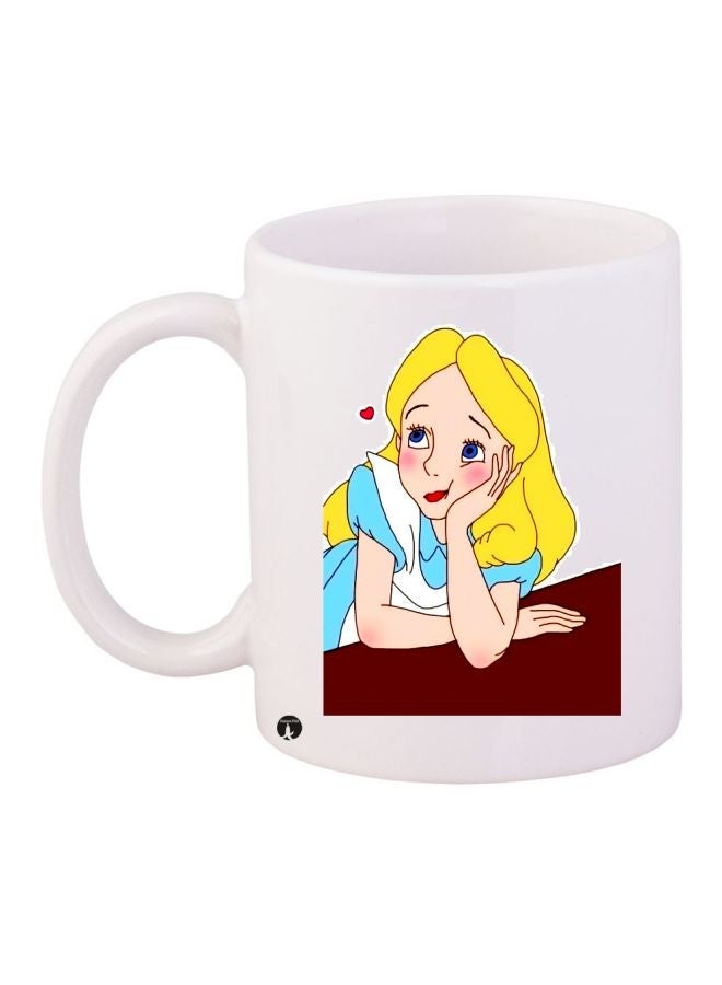 RYN Disney Princess Themed Coffee Mug White/Yellow/Brown 11ounce