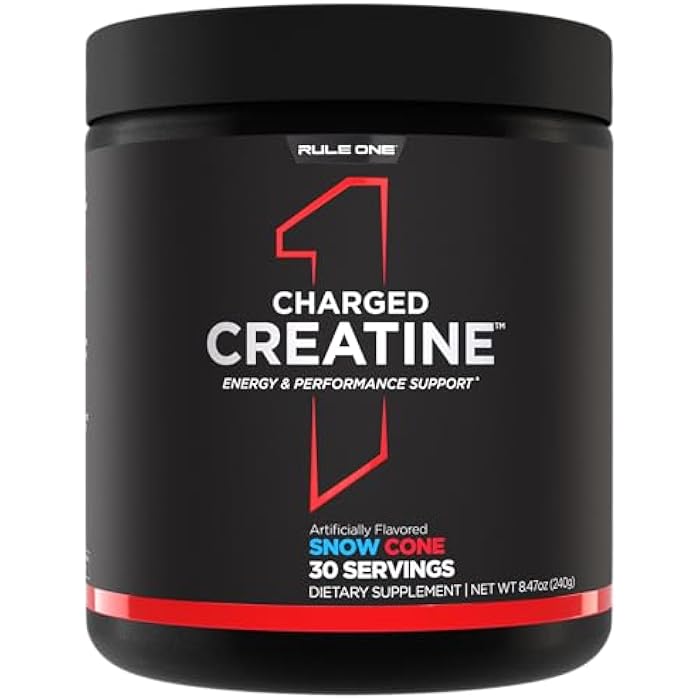 Rule 1 Proteins Rule 1 Charged Creatine - Multi-Function Workout Supplement with Creatine, Electrolyte, and Energy Blends for Intensity, Performance, & Hydration Support (30 Servings, Snow Cone) - Image 1